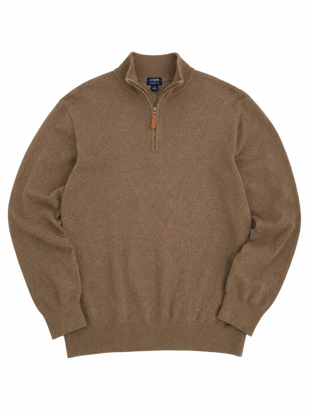 J.Crew 100% Cotton Quarter Zip Sweater Brown Pullover Size L